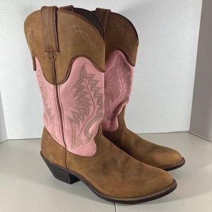 Durango RD4332 11” Brown/Pink Women’s Western Cowboy Boots Size 7 M